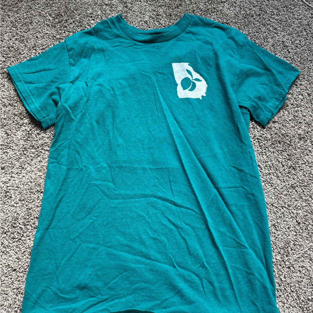 Teal T-Shirt with Georgia Peach Design